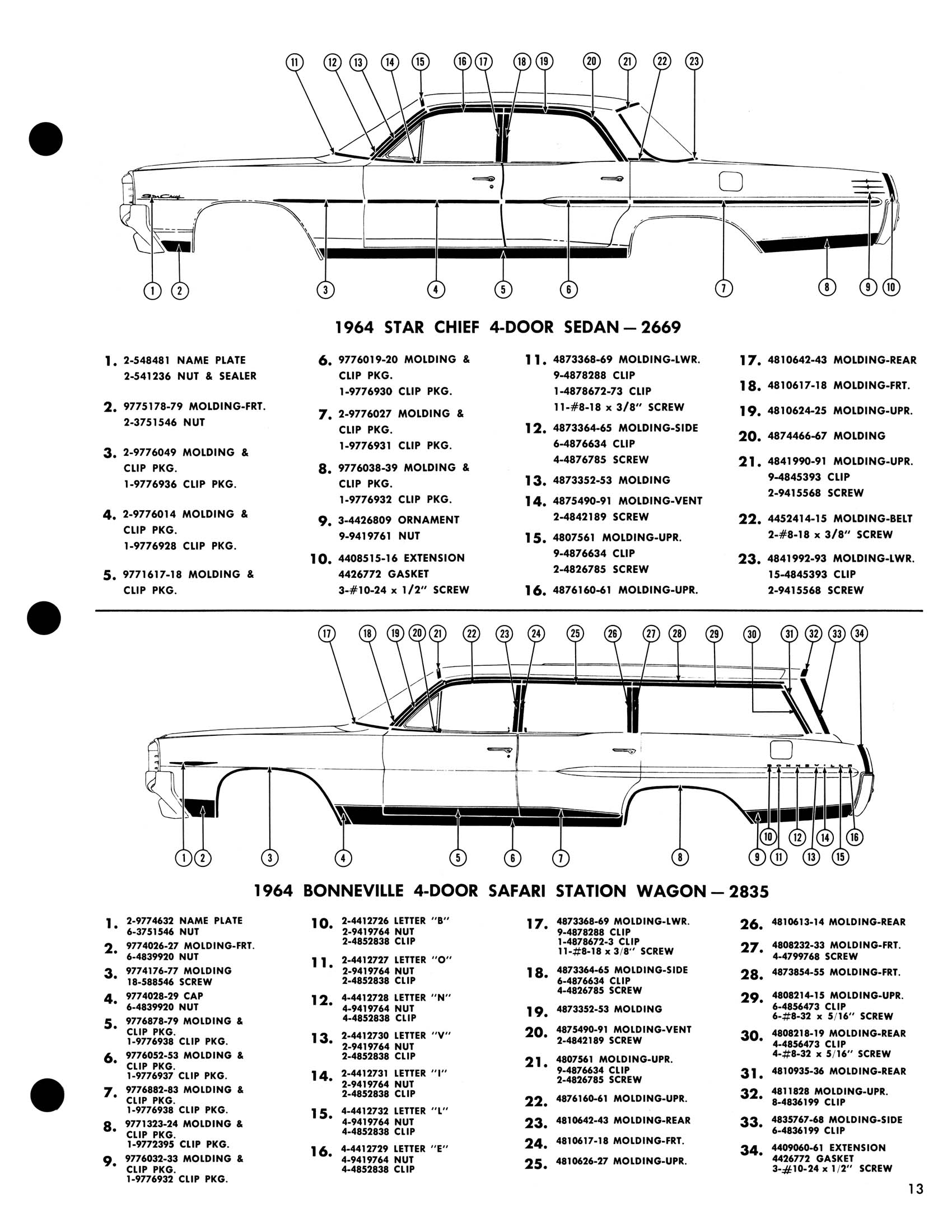 1964 Pontiac Molding and Clip Catalog